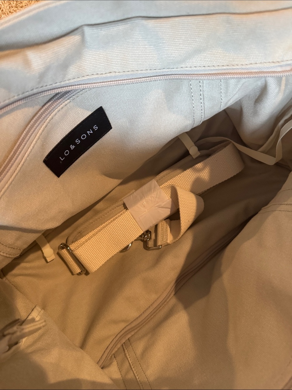 Lo & Sons Canvas Weekender Duffel Bag in Light Beige - Picture 10 of 13
